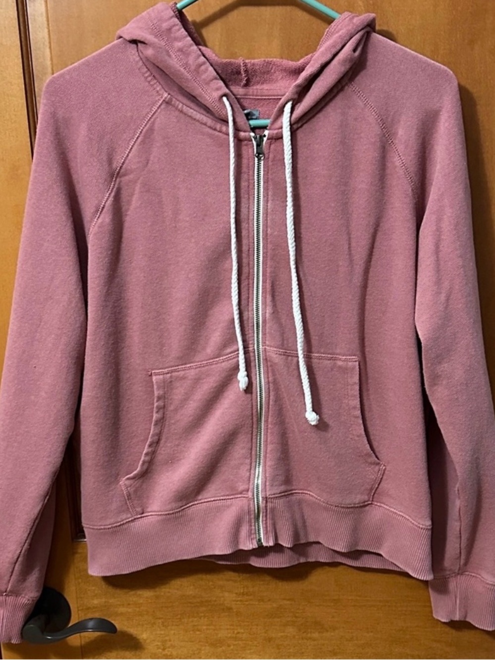 Aerie Dusty Rose Cozy Fleece Raglan Full Zip Hoodie Mauve Large